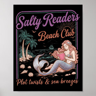 Salty Readers Beach Club Books Plot Twists Sea Poster