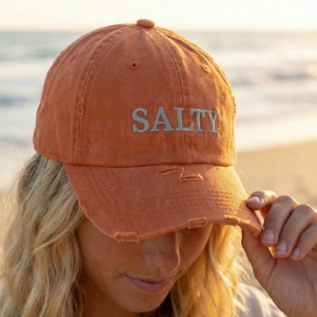 SALTY Sarcastic Sayings in Orange and Pink Embroidered Hat (Creator Uploaded)