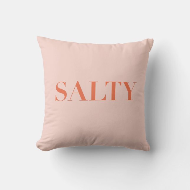 SALTY Sarcastic Typography Design in Orange Red Cushion (Front)