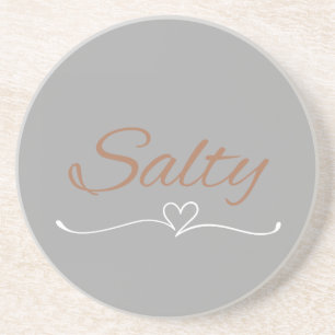 Salty Script with Heart Flourish, Birthday Gift  Coaster