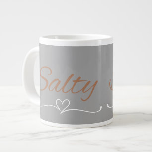 Salty Script with Heart Flourish, Birthday Gift Large Coffee Mug