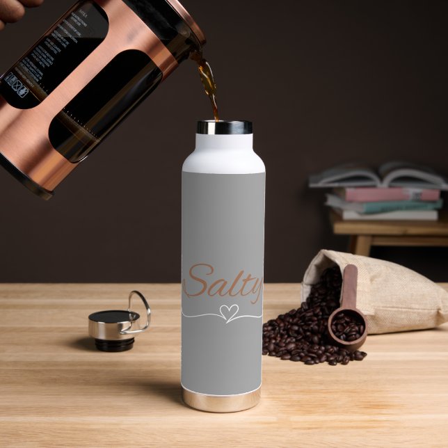 Salty Script with Heart Flourish, Birthday Gift  Water Bottle (Coffee (Rotated))
