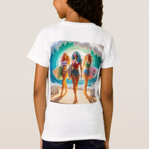 Salty Sisterhood Trio Girls Beach Walk Surfer T-Shirt