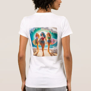 Salty Sisterhood Trio Girls Beach Walk Surfer T-Shirt