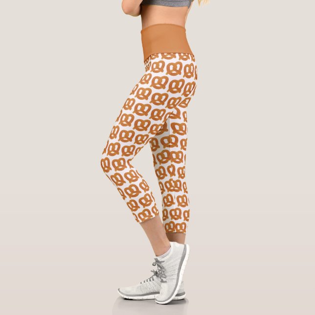 Salty Soft Pretzel Cute Pattern Capri Leggings (Left)