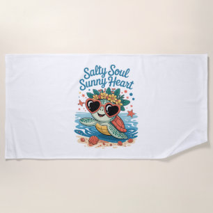 Salty Soul Sunny Heart Turtle Summer Beach Towel