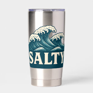 Salty Teal Blue Surf Beach Waves Coastal Life Insulated Tumbler