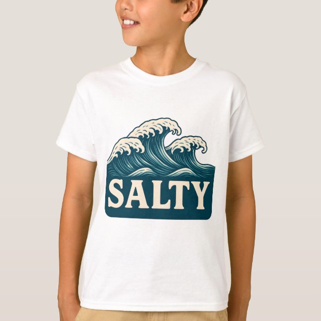 Salty Teal Blue Surf Beach Waves | Coastal Life T-Shirt (Front)