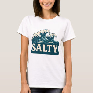 Salty Teal Blue Surf Beach Waves Coastal Life T-Shirt