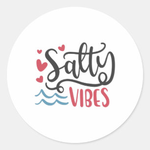 Salty vibes classic round sticker