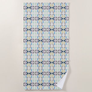 Salty Watercolor Pastel Colors On Cloud White Beach Towel
