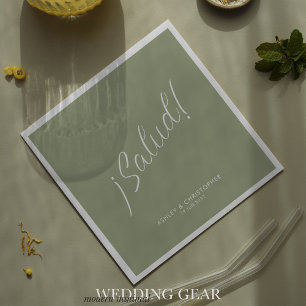 ¡Salud! Sage Green Minimal Any Occasion Cocktail Napkin