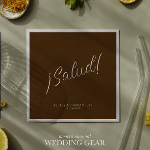 ¡Salud! Walnut Brown Minimal Any Occasion Cocktail Napkin