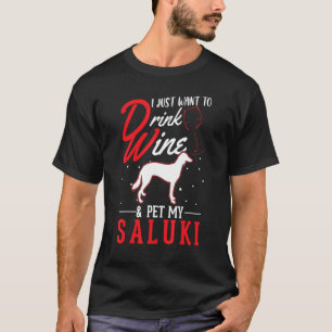 Saluki And Wine Persian Greyhound Saluki T-Shirt