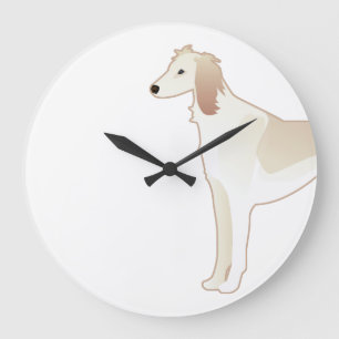 Saluki Basic Dog Breed Illustration Silhouette Large Clock