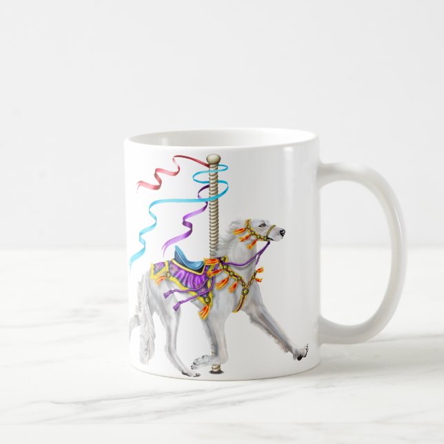 Saluki Carousel White Coffee Mug (Right)