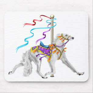 Saluki Carousel White Mouse Pad