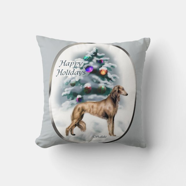 Saluki Christmas Cushion (Front)