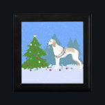 Saluki decorating a Christmas tree in the forest Gift Box<br><div class="desc">Saluki Christmas design. This silhouette can also represent Afghan Hound,  Borzoi,  Saluki,  Azawakh,  American Staghound,  Silken Windhound,  Arabian Saluki,  Caravan,  Lahori Pashmi,  Pisuri Hound,  Gazelle Hound,  Persian Greyhound,  Arabian Hound,  Tanji,  Russian Wolfhound,  Mudhol,  Karwani,  sighthound,  racing dog,  long hair,  Deerhound,  Lurcher,  Greyhound,  Whippet</div>