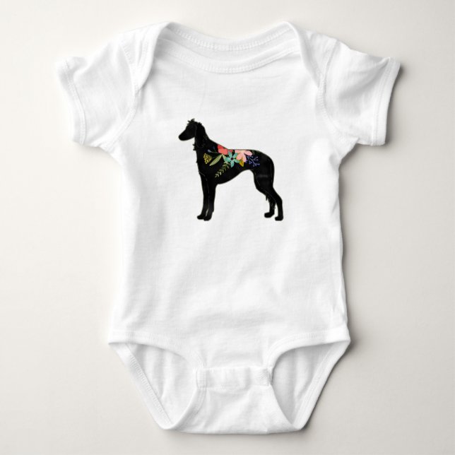 Saluki Dog Breed Bohemian Floral Saddle Baby Bodysuit (Front)