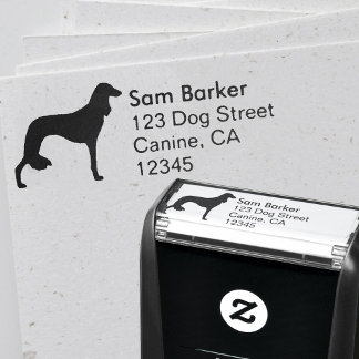 Saluki Dog Breed Silhouette Return Address Self-inking Stamp