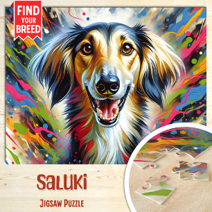 Saluki Dog Portrait Acrylic Art Print Dog Lover Jigsaw Puzzle