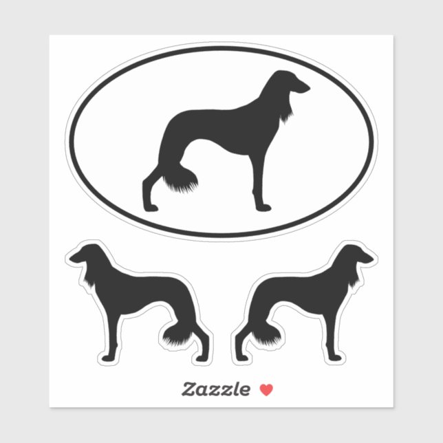 Saluki Dog Silhouettes Vinyl Sticker Set (Sheet)