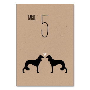 Saluki Dog Silhouettes Wedding Reception Custom Table Number