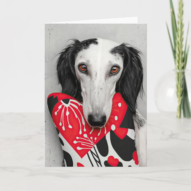 Saluki Dog Valentine Card (Front)