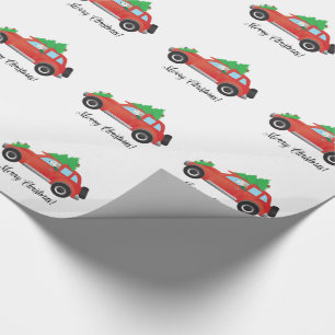 Saluki Driving Christmas Car with Tree on Top Wrapping Paper