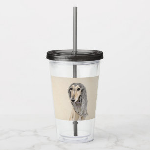 Saluki (Fawn) Painting - Cute Original Dog Art Acrylic Tumbler