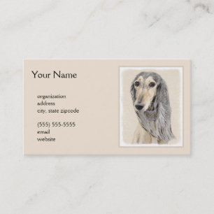 Saluki (Fawn) Painting - Cute Original Dog Art Business Card