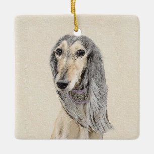 Saluki (Fawn) Painting - Cute Original Dog Art Ceramic Ornament