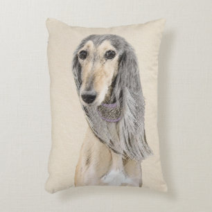 Saluki (Fawn) Painting - Cute Original Dog Art Decorative Cushion