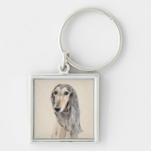 Saluki (Fawn) Painting - Cute Original Dog Art Key Ring