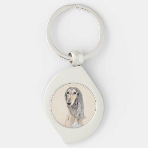 Saluki (Fawn) Painting - Cute Original Dog Art Key Ring