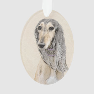 Saluki (Fawn) Painting - Cute Original Dog Art Ornament