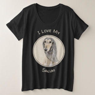 Saluki (Fawn) Painting - Cute Original Dog Art Plus Size T-Shirt