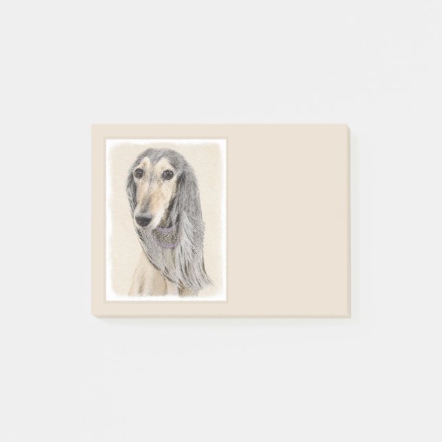 Saluki (Fawn) Painting - Cute Original Dog Art Post-it Notes (Front)