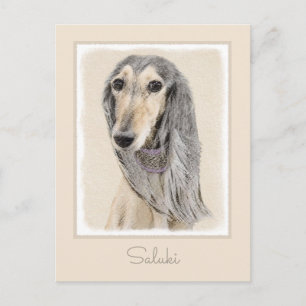 Saluki (Fawn) Painting - Cute Original Dog Art Postcard