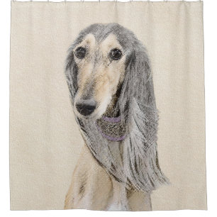 Saluki (Fawn) Painting - Cute Original Dog Art Shower Curtain