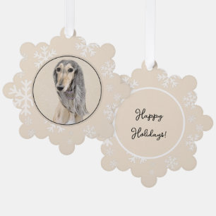 Saluki (Fawn) Painting - Cute Original Dog Art Tree Decoration Card