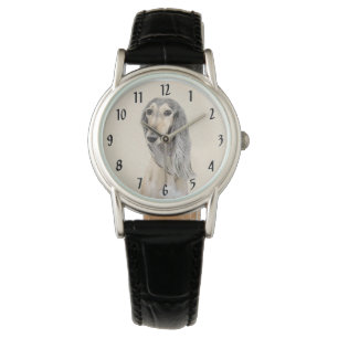 Saluki (Fawn) Painting - Cute Original Dog Art Watch