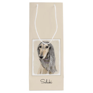 Saluki (Fawn) Painting - Cute Original Dog Art Wine Gift Bag