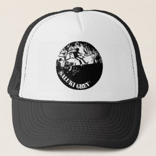 saluki gray new logo. trucker hat