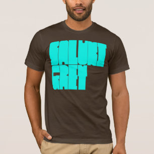 Saluki Grey cyan block letters T-Shirt