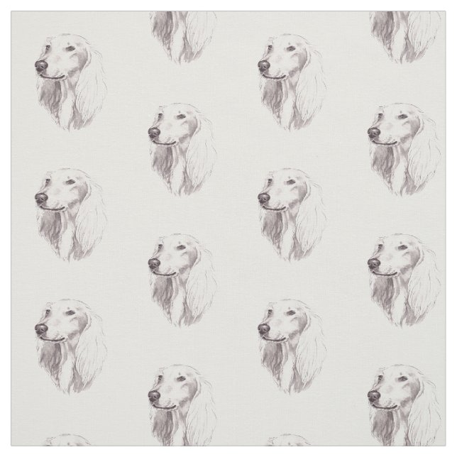 Saluki Head Dog Art Fabric (Swatch)