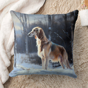 Saluki Let It Snow Christmas Cushion