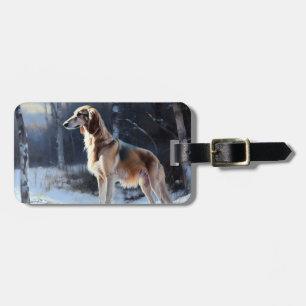 Saluki Let It Snow Christmas Luggage Tag