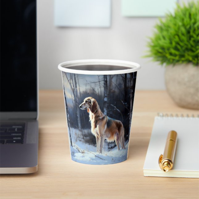 Saluki Let It Snow Christmas Paper Cups (Insitu)
